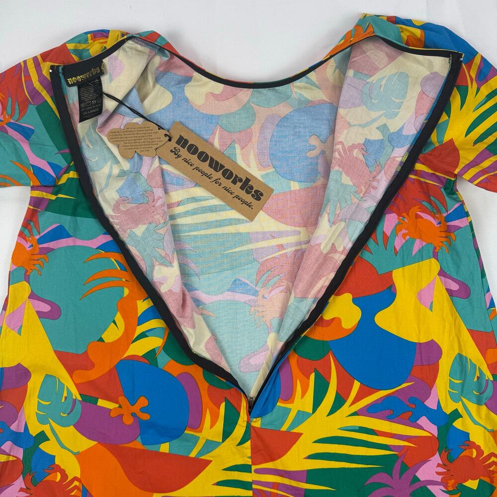 Nooworks Tropico Molly Mini Dress Colorful Abstract Cotton A Line NWT Size 2XL - Picture 5 of 13